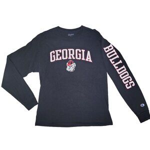 Champion Long Sleeve Georgia Bulldogs Shirt Size L Authentic Athleticwear Black